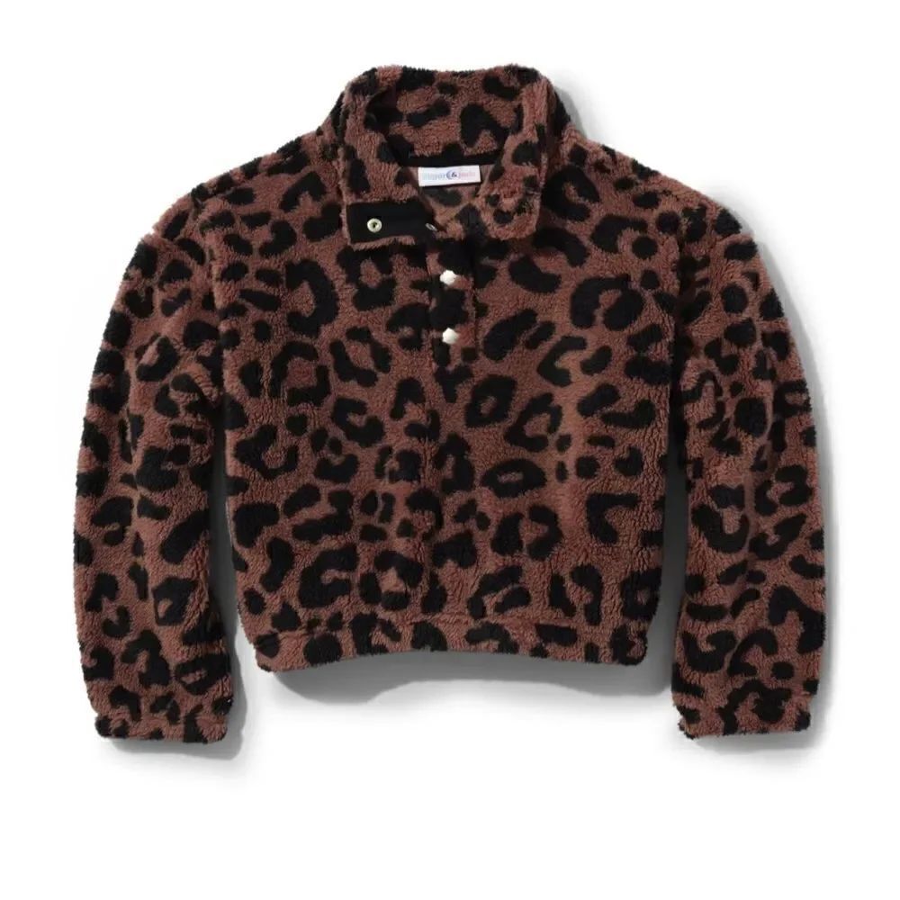 Sugar & Jade Animal Print Sherpa Pullover